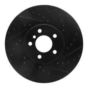 BMW X5 Brake Rotor (1) - Front Right - R1 Concepts - Drilled & Slotted - Black - `02-`06